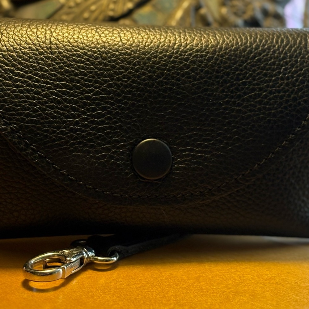 Black Cervino Leather Roots Glasses Case